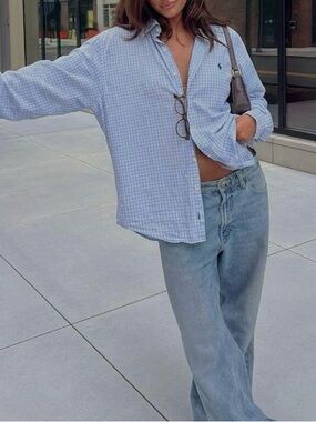 Ralph Lauren Light Blue Grid Button-Up Shirt